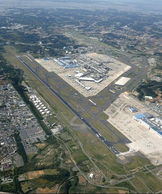日本东京成田国际机场鸟瞰图.