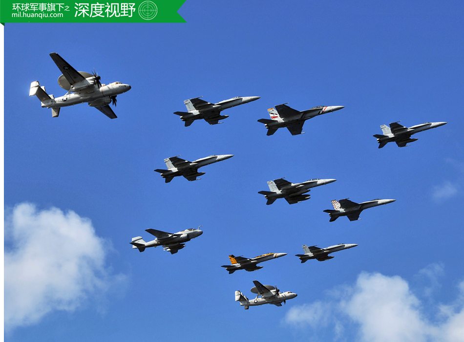 美国空军的大型编队,聚集了b-52轰炸机,f-16战斗机和ea-6b电子战机3种