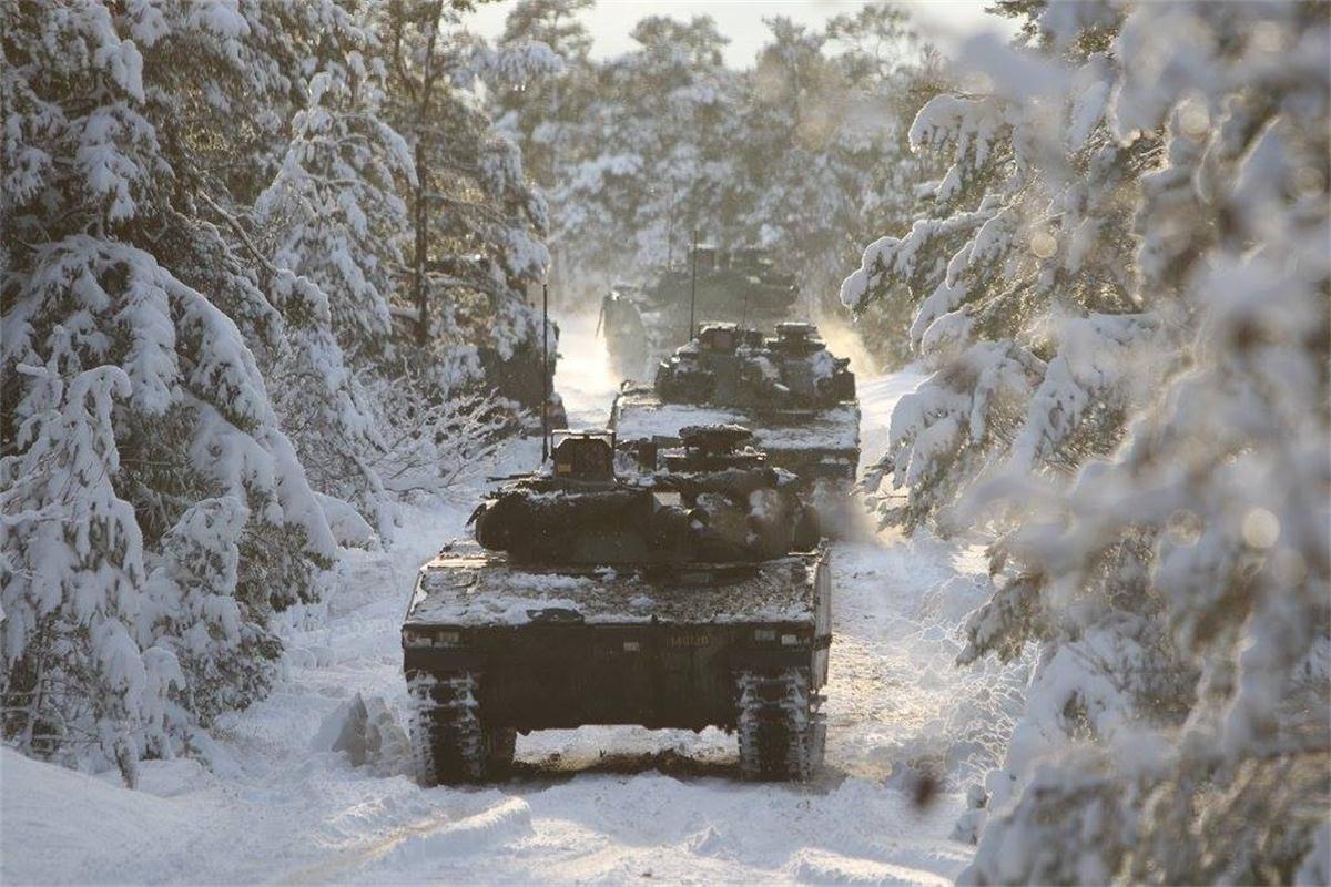 16 瑞典冰天雪地cv90战车集群出动