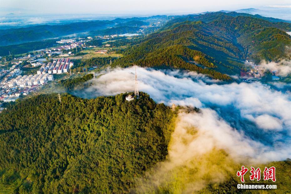 3月2日,江西省宜丰县螺峰尖附近出现短暂的"云海日出"美景.
