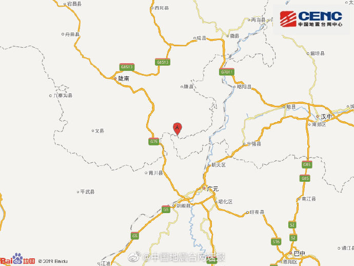 甘肃陇南市武都区附近发生3.0级左右地震