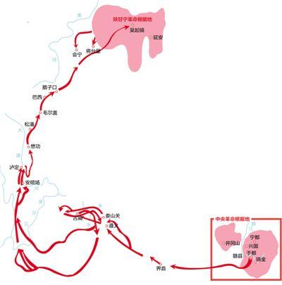 中央红军长征路线示意图由中央红军长征出发纪念馆提供
