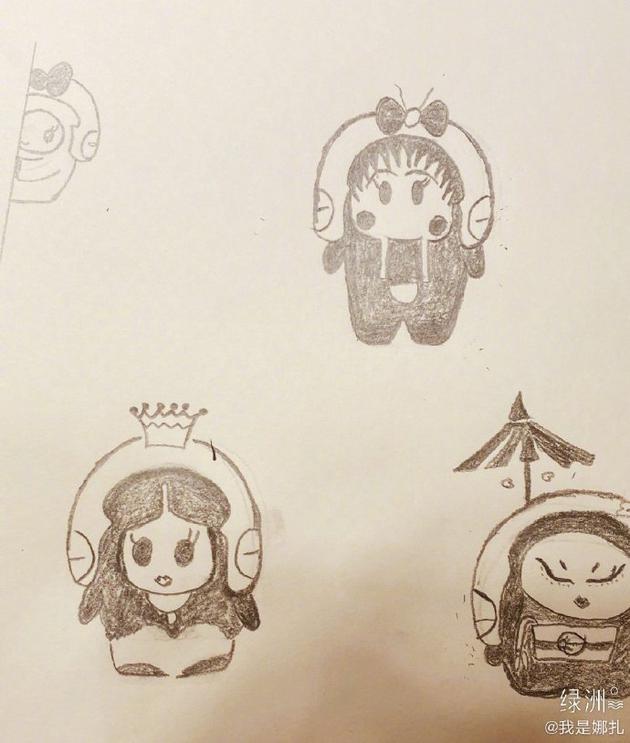 娜扎分享卡通自画像 素颜出镜皮肤白皙细腻