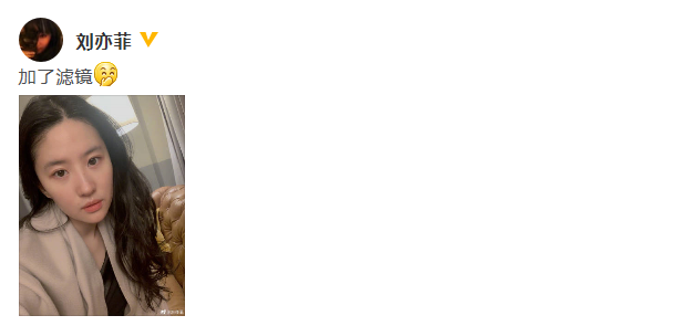 刘亦菲晒素颜自拍 眼神温柔肌肤吹弹可破