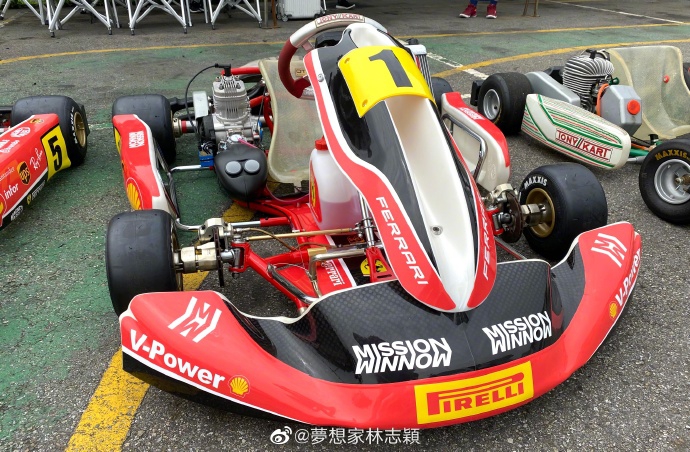 林志颖带kimi开卡丁车 父子俩红蓝搭配超帅