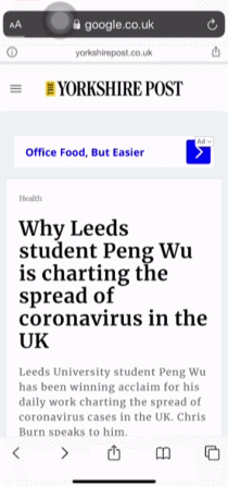 自制每日疫情图 中国留学生成英国“网红” 英卫生部：赞！