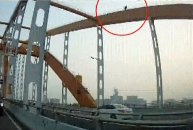 为了拍到这些照片，这两人竟然爬上了高架桥顶