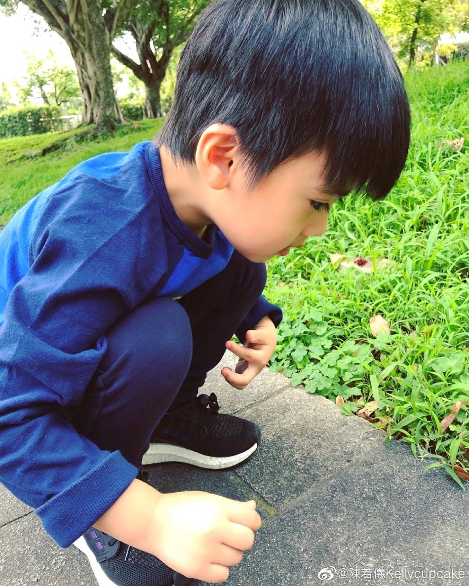 林志颖妻子携双胞胎外出踏青 儿子超长睫毛抢镜