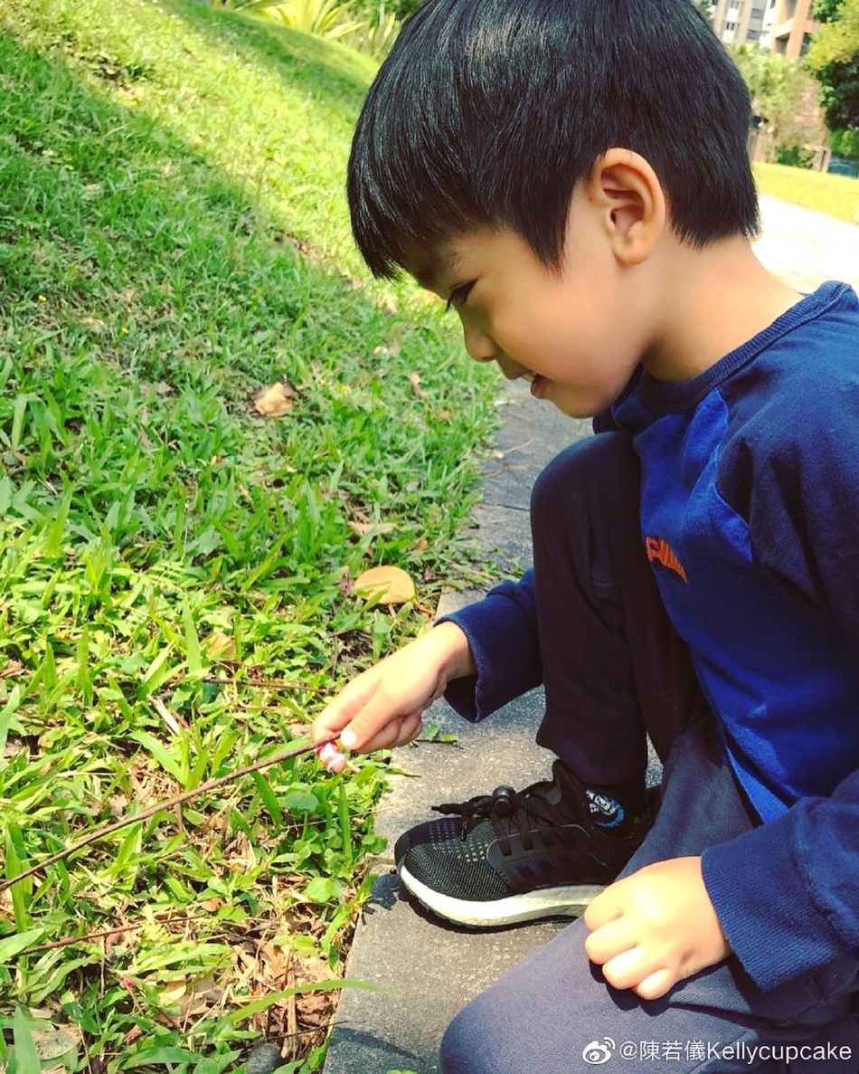 林志颖妻子携双胞胎外出踏青 儿子超长睫毛抢镜