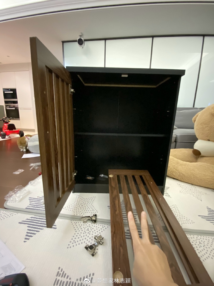 林志颖和儿子一起组装鞋柜 三个小帮手动手能力惊人