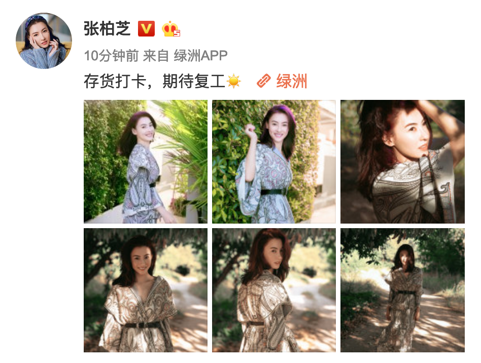 张柏芝分享库存美照 笑容明媚女人味十足