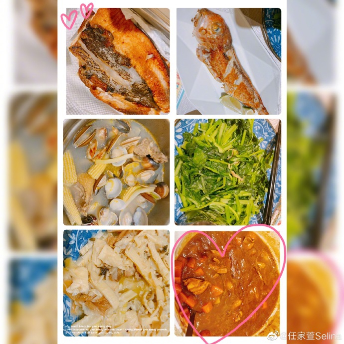 Selina晒一家四口合照超幸福 妈妈做饭爸爸当洗碗工