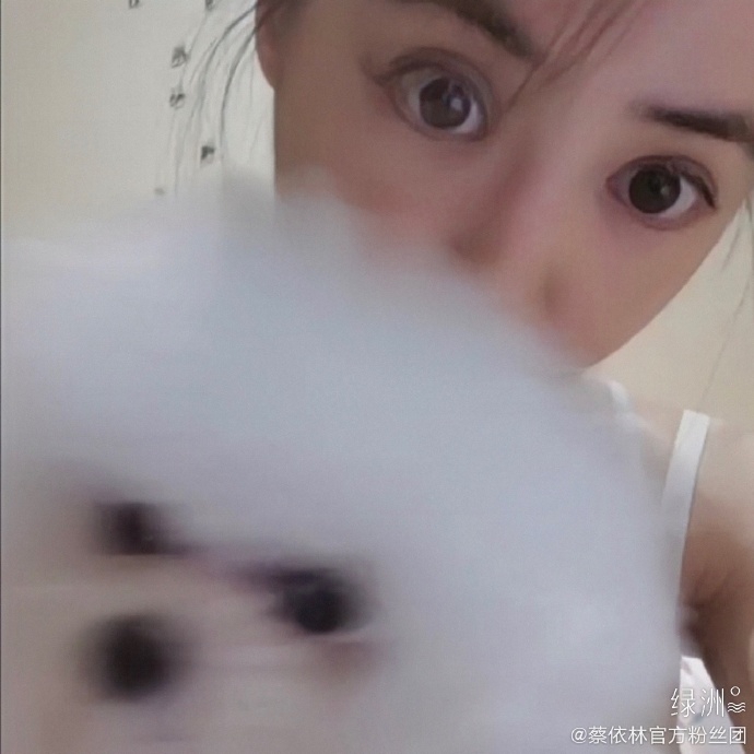 蔡依琳晒与狗狗亲密自拍 肤色粉嫩萌感十足
