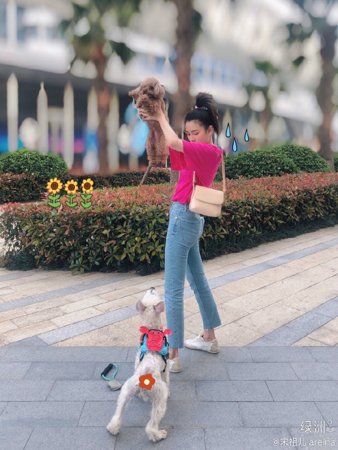 宋祖儿晒近照心情好 穿玫粉短袖扎高马尾显清新靓丽