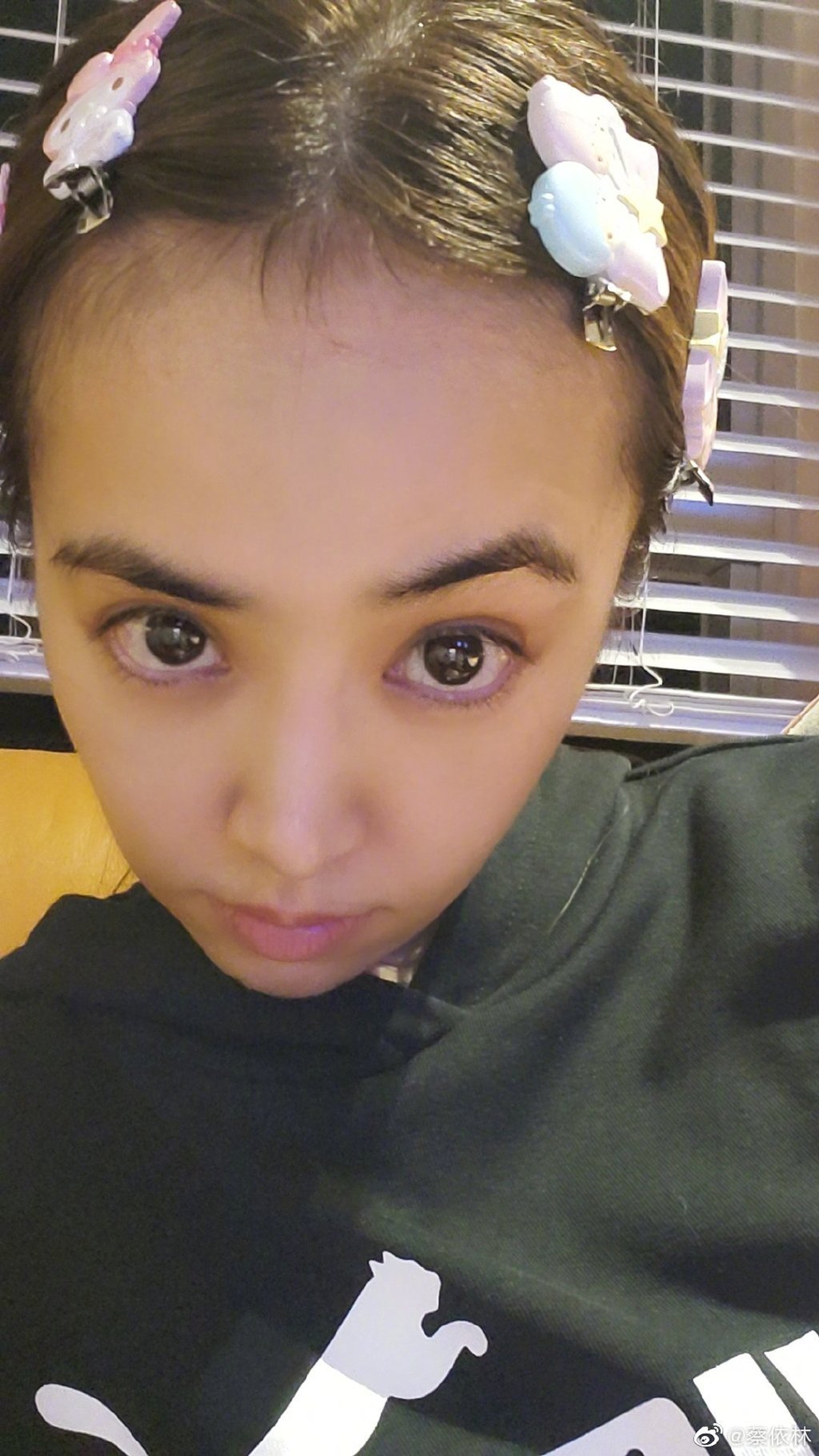 蔡依林晒美照素颜能打 头上夹满兔子发卡少女心爆棚