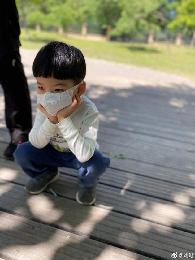 刘璇带娃外出晒萌照 儿子专注看阿姨做操不愿回家