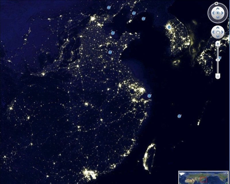 中国夜景卫星图走红