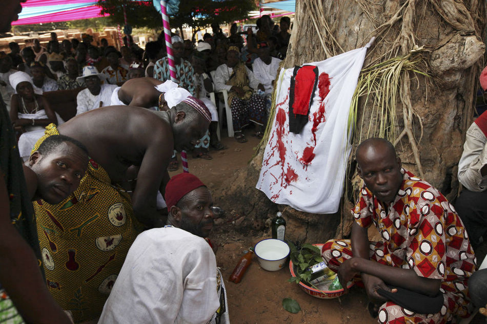 探访西非国家贝宁传统巫毒教节修庙供奉蟒蛇