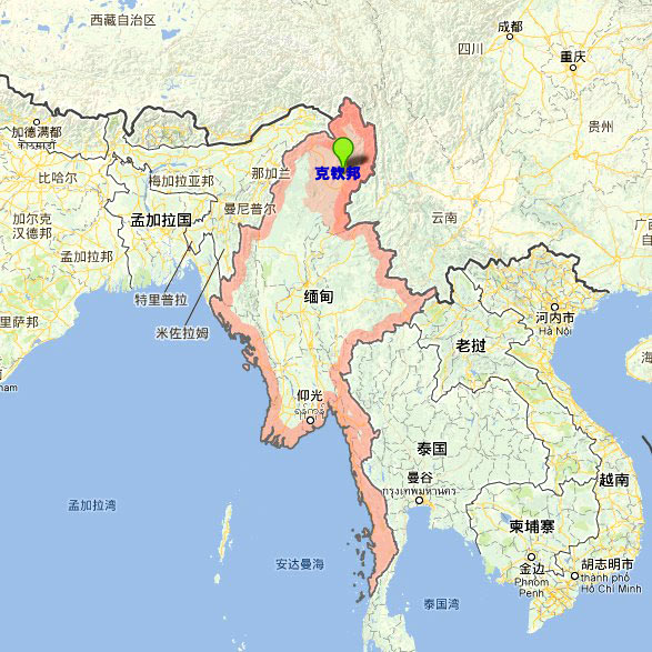 缅甸老街地图位置图片