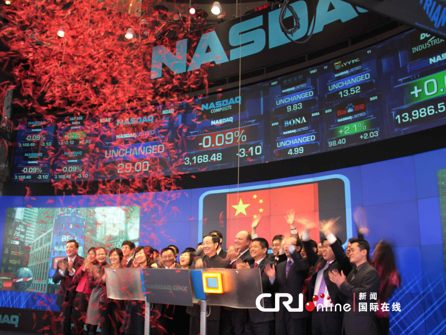 纳斯达克敲钟开市迎春节