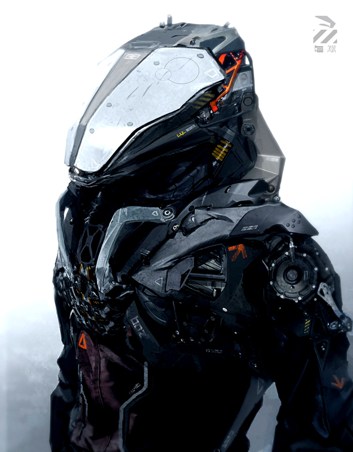 法国概念艺术家绘制未来战士外骨骼单兵装甲