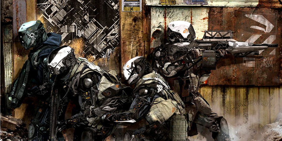 法国概念艺术家绘制未来战士外骨骼单兵装甲