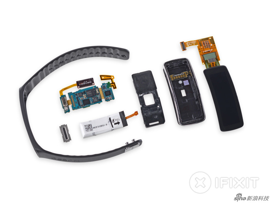 结构简单三星智能手环gearfit拆解图集