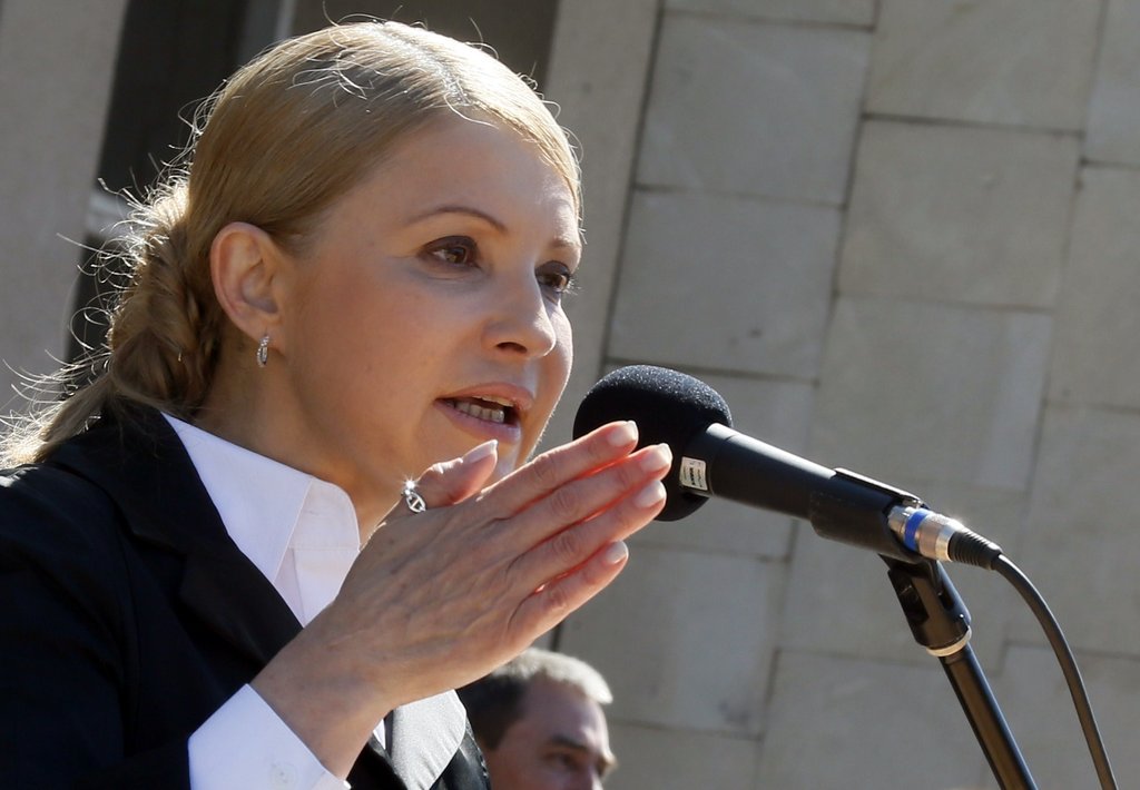 乌克兰美女总统候选人季莫申科举行竞选集会