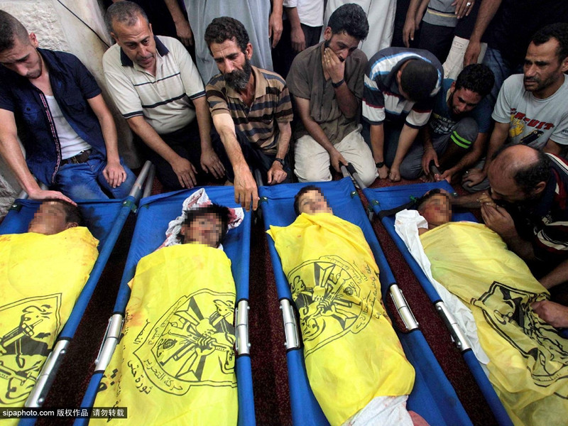 四名巴勒斯坦儿童被以色列海军炮弹袭击死亡