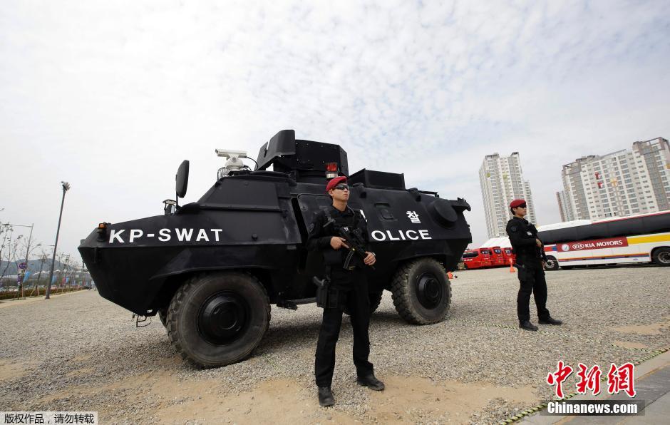 韩国特警重装保卫仁川亚运村