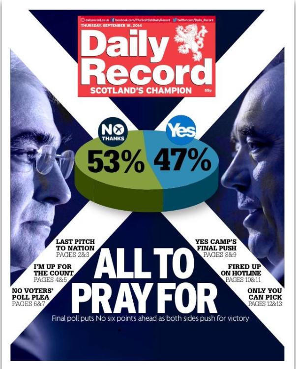 苏格兰迎来独立公投日英国主流媒体呼唤统一