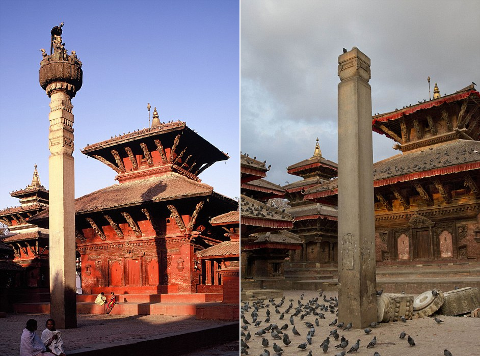 尼泊尔地震古建筑前后对比触目惊心