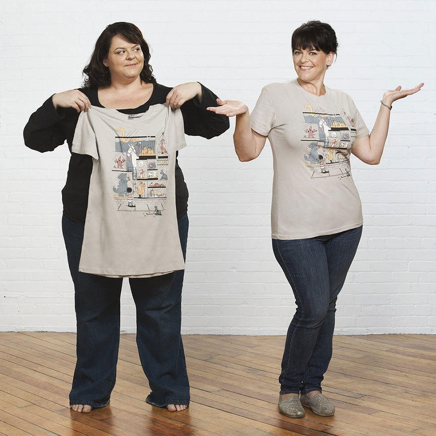 女子两年瘦身136斤 与昔日自己"合影"