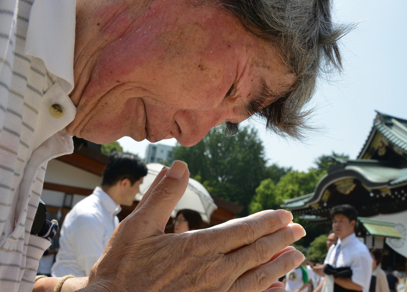 日本战败投降70周年靖国神社现鬼子