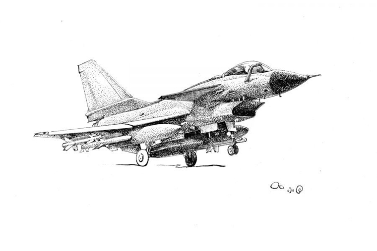 大学毕业生手绘逼真阅兵式战机