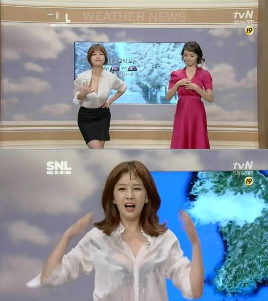 韩国女主播湿身撕裙播新闻