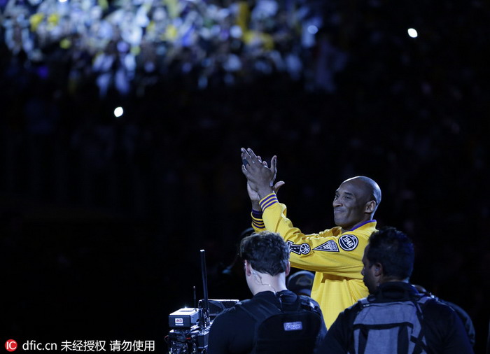 美国洛杉矶,15/16赛季nba常规赛,爵士vs湖人,赛前科比告别仪式