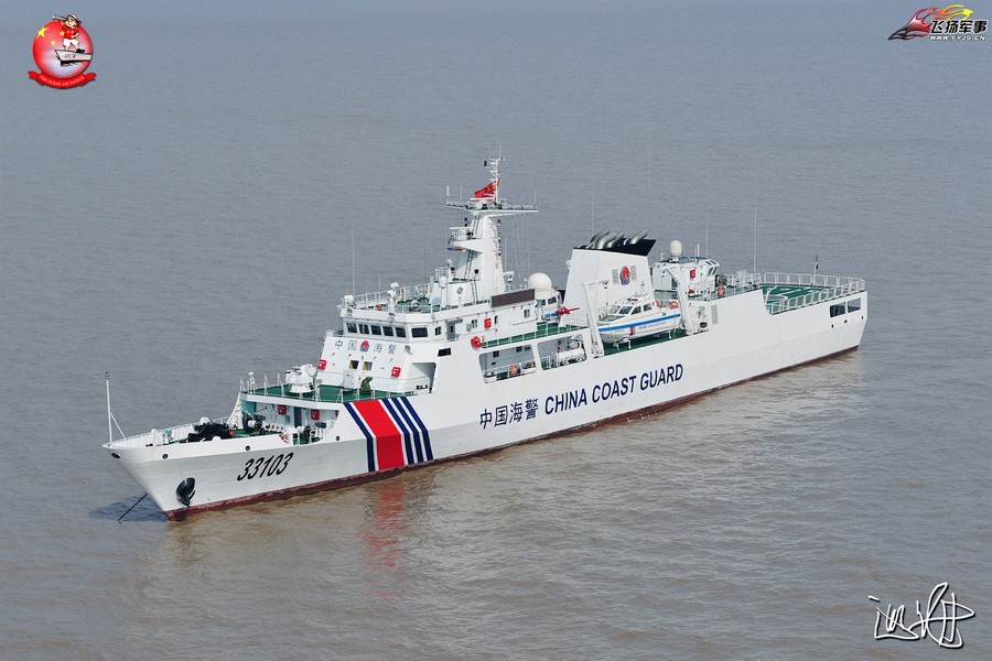 浙江海警最先进执法巡逻舰海警33103舰,1月29日上午在浙江海警第二