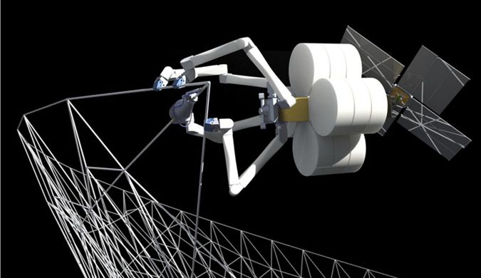 蜘蛛机器人在太空吐丝织网 3d打印飞船零件