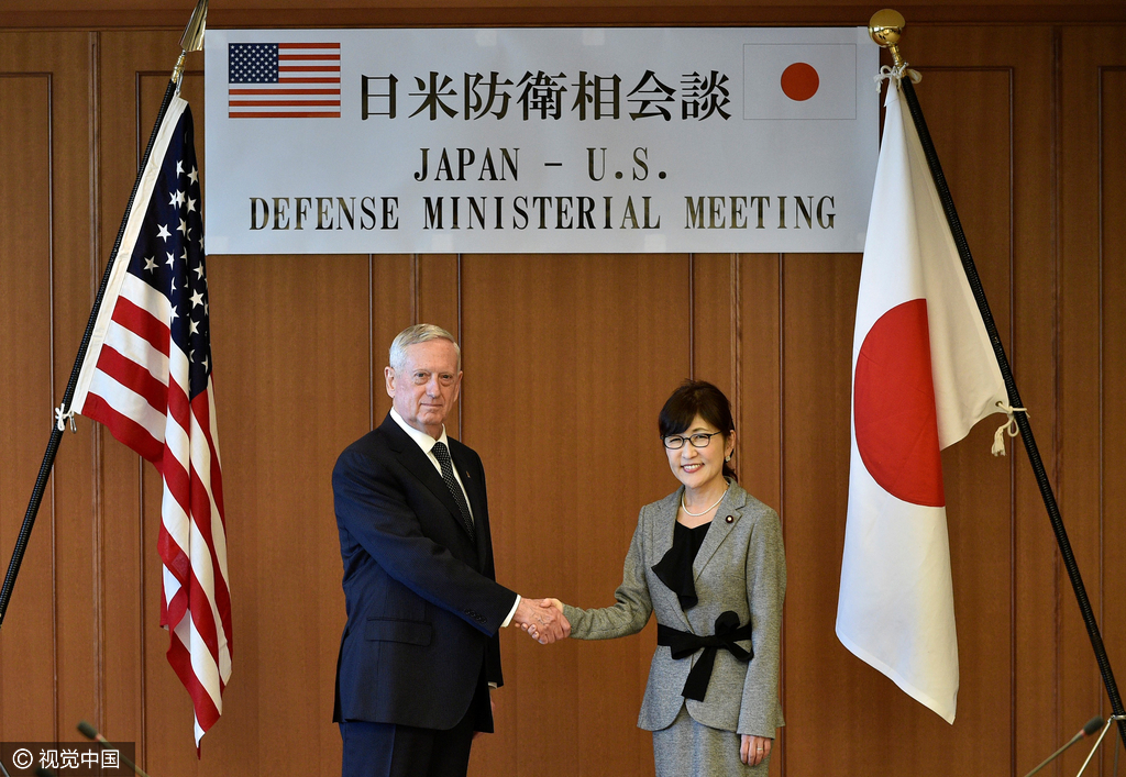 日本防长稻田朋美与美国防长马蒂斯会晤