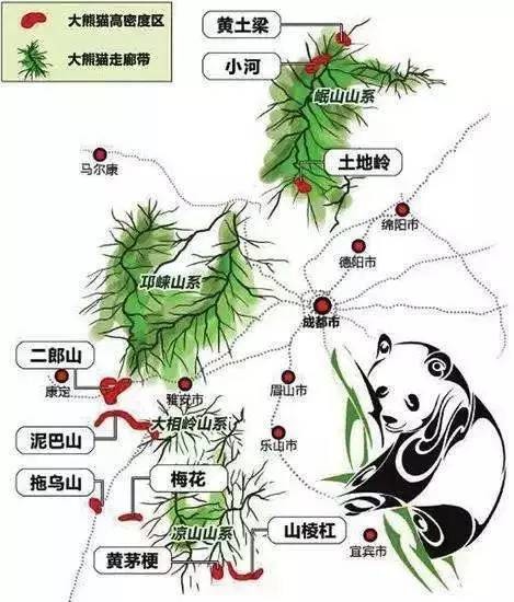 生活习性及地理分布,大熊猫国家公园划分为岷山片区,邛崃山——大相岭