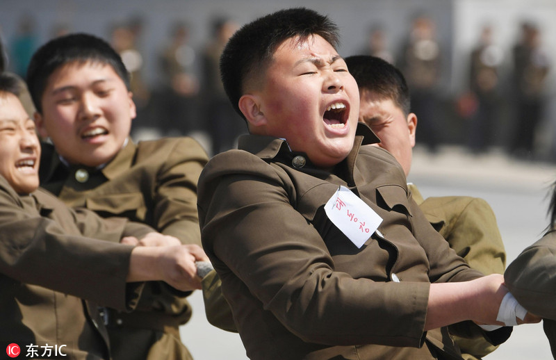 5 朝鲜高中生参加体育比赛 接受加强国防教育