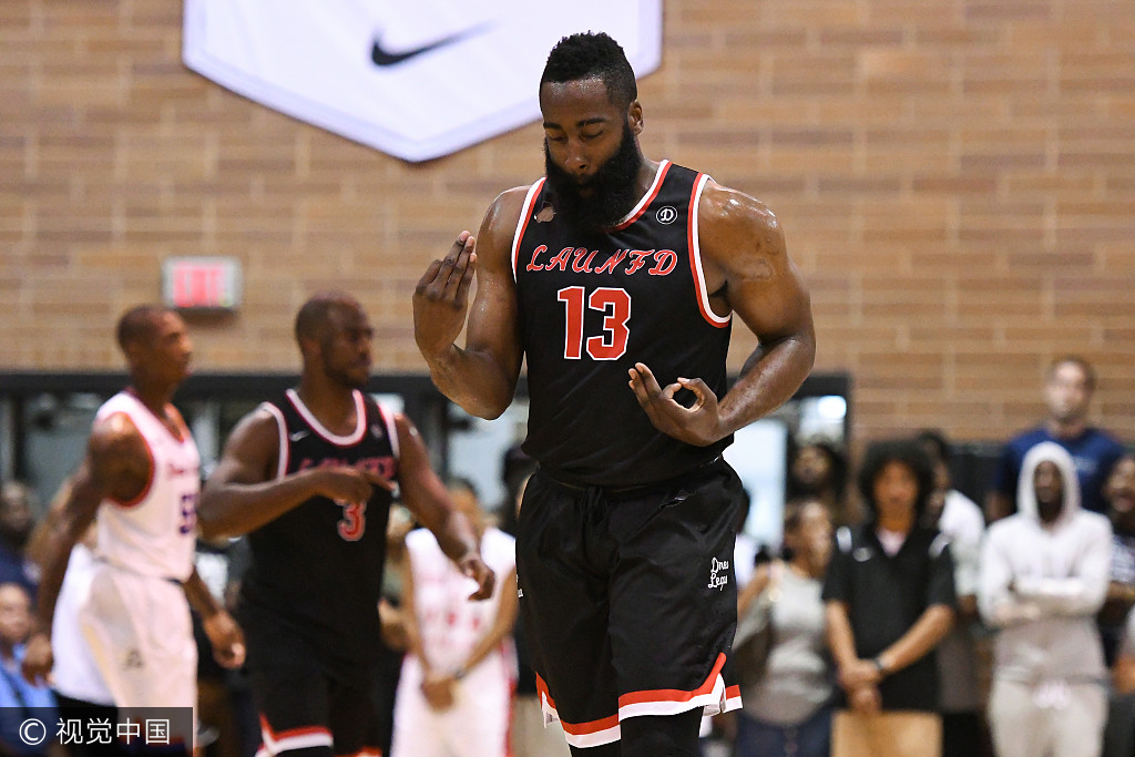 9 哈登保罗现身德鲁联赛 "灯泡"组合首次联手