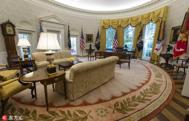白宫大修后内部照曝光焕然一新富丽堂皇