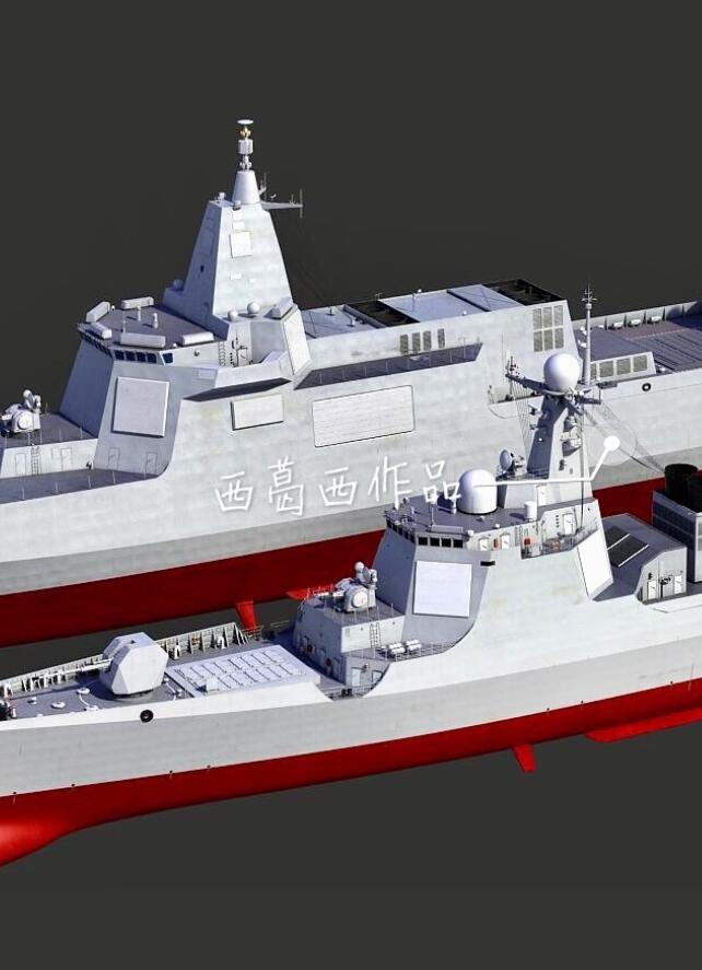 055舰比052d战舰体型大了好多