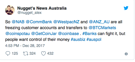 澳大利亚也出手了？澳大利亚四大商业银行冻结比特币账户