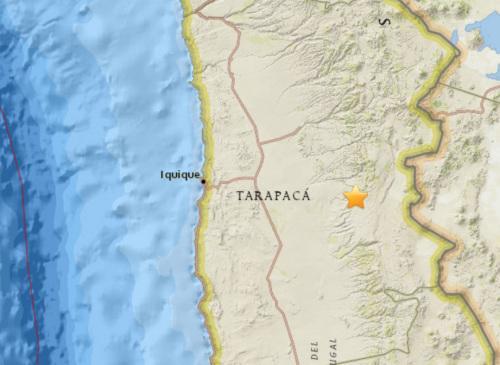 智利北部地區發生5.4級地震 震源深度103.1公里