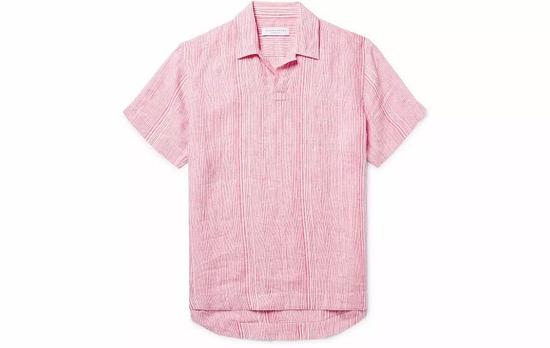 ● Orlebar Brown 的短袖衬衫轻快又复古，很适合度假。