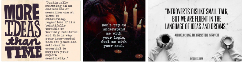 注意第三幅图：两者都属于内倾型，但是INFP人格类型能够流利表达“想法和梦想”。