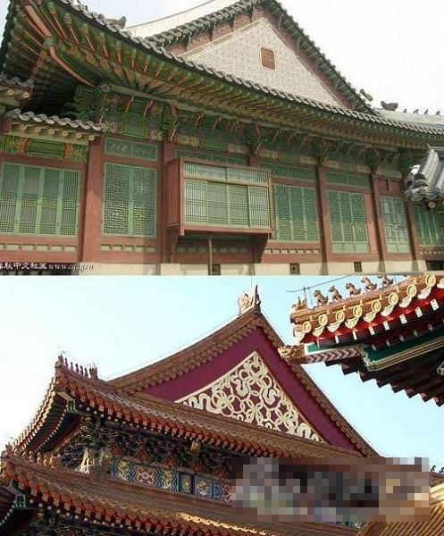 上图为韩国景福宫、下图为故宫